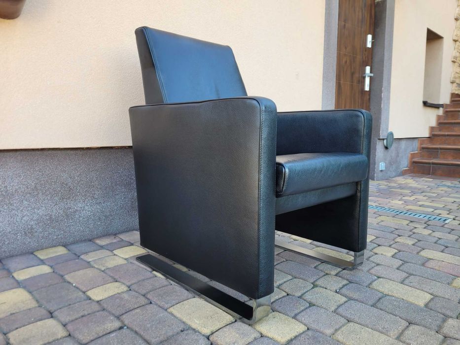 Nowoczesny Fotel Jori Navy Skóra Naturalna Design Furniture