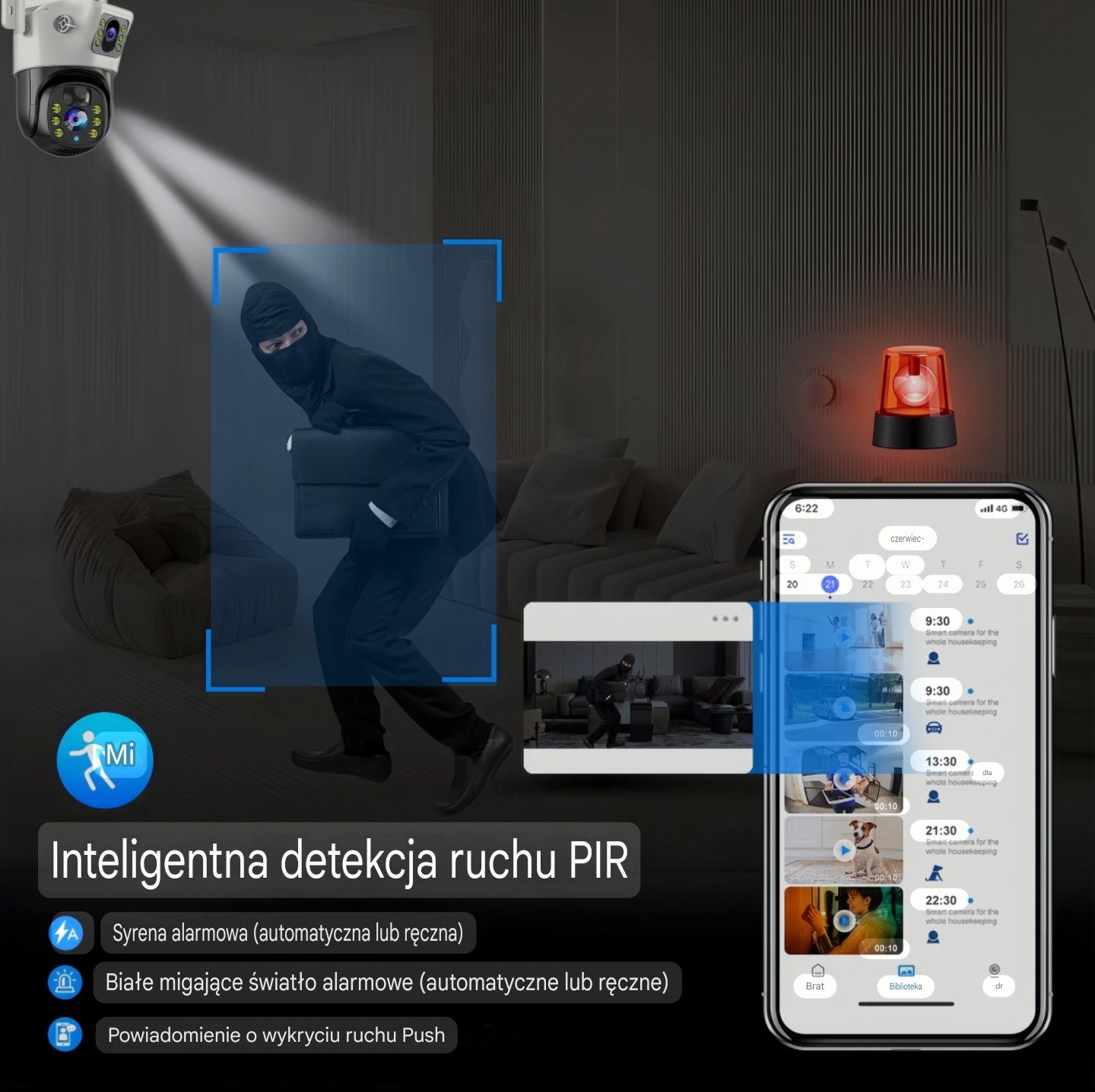 Kamera Solarna 4G na kartę SIM Obrotowa 8MP IP66