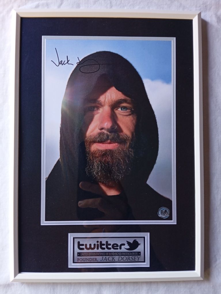 Moldura Twitter Jack Dorsey Founder com Autógrafo (A4)