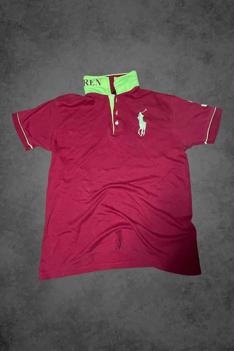 Polo Ralph Lauren – Męska Koszulka Polo, Bordo/Neon, Oryginał