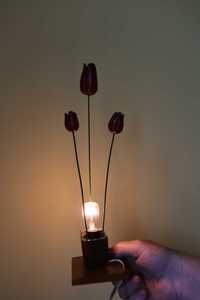 Lampka nocna 3 tulipany + żarówka  antyk