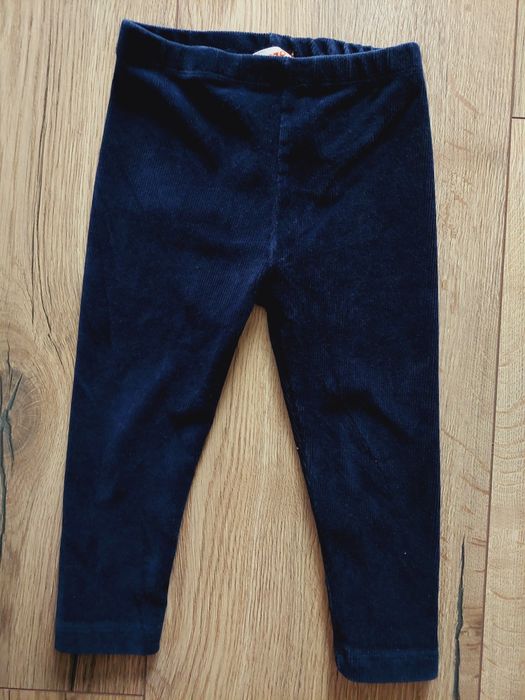 Granatowe spodnie legginsy sztruks w prążki bluezoo 18-24m 92 cm