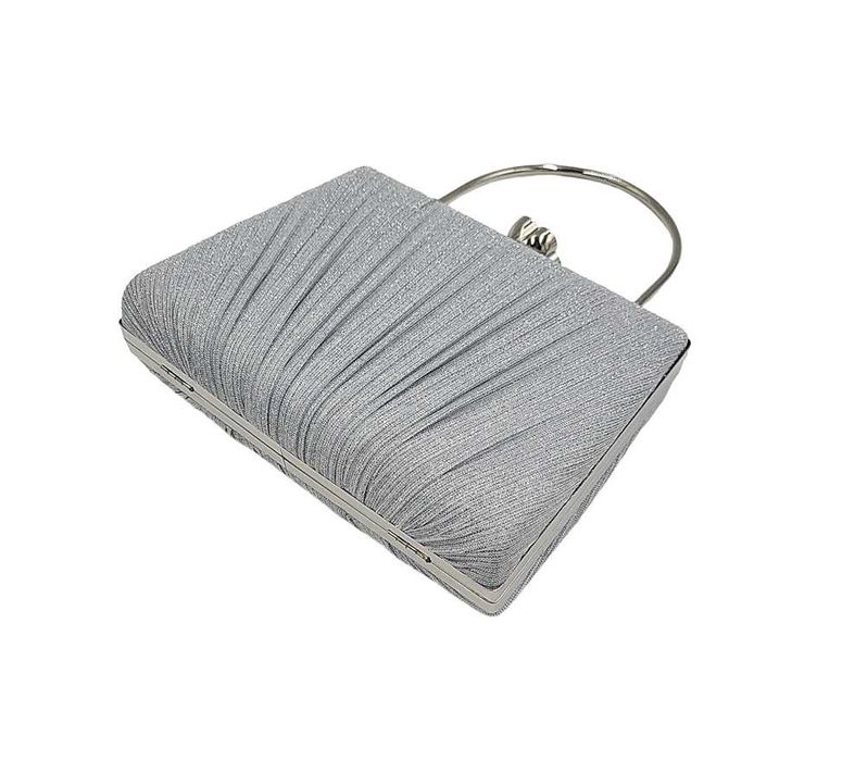 Torebka wizytowa puzderko kopertówka srebrna z łańcuszkiem