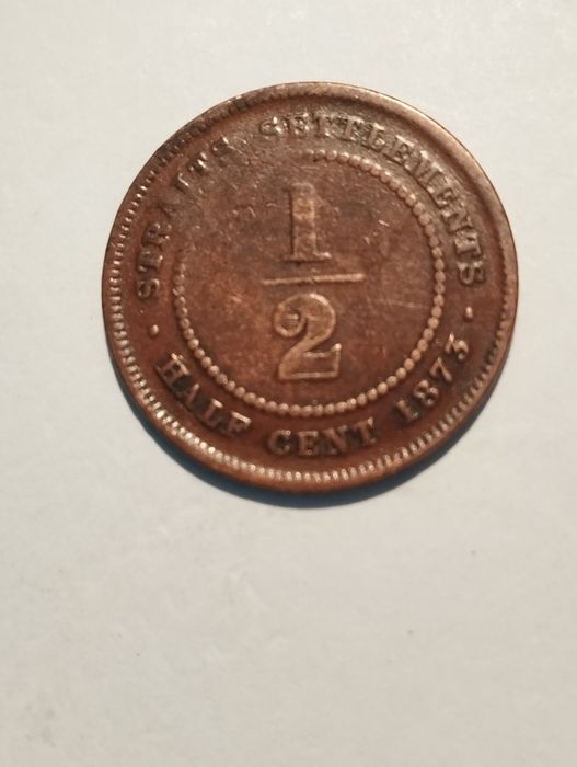 Half Cent 1873 Straits Settlements Malásia em Cobre