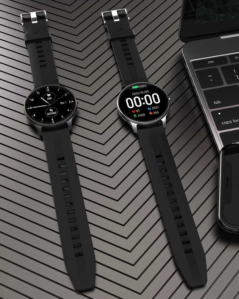 Smartwatch LW11 kroki tętno ciśnienie O2 powiadomienia PL czarny