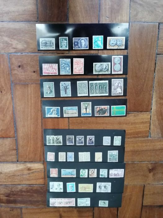 Conjunto de selos de vários países