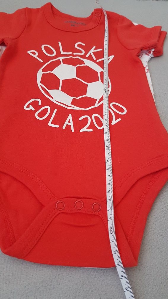 Zestaw 2x body So Cute, nowe bez metki,r. 86, Polska Gola, kibicowanie