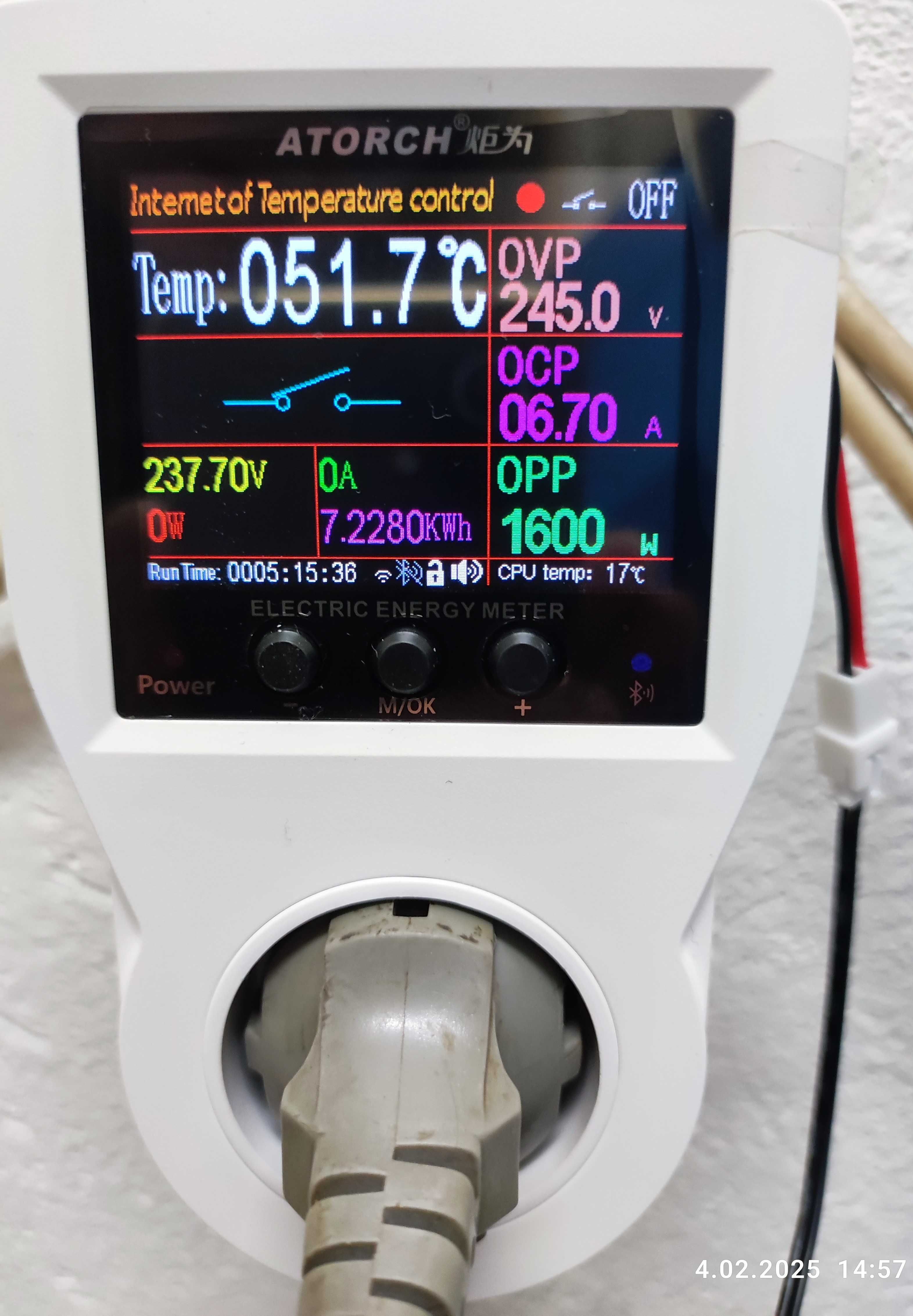 Termostat elektroniczny licznik energii do gniazda 230V moc 3,5kW
