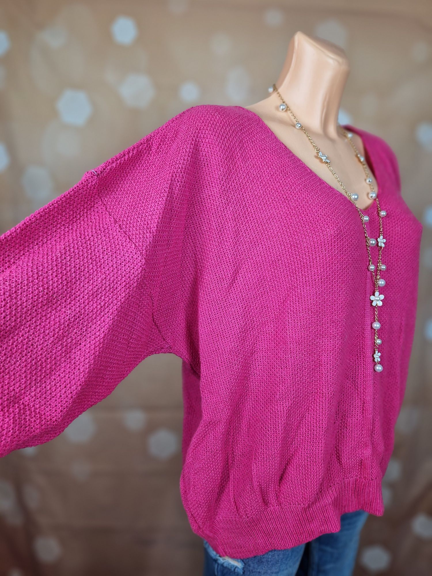 Sweter sweterek oversize XL 42 nowy różowy włoski made in italy in