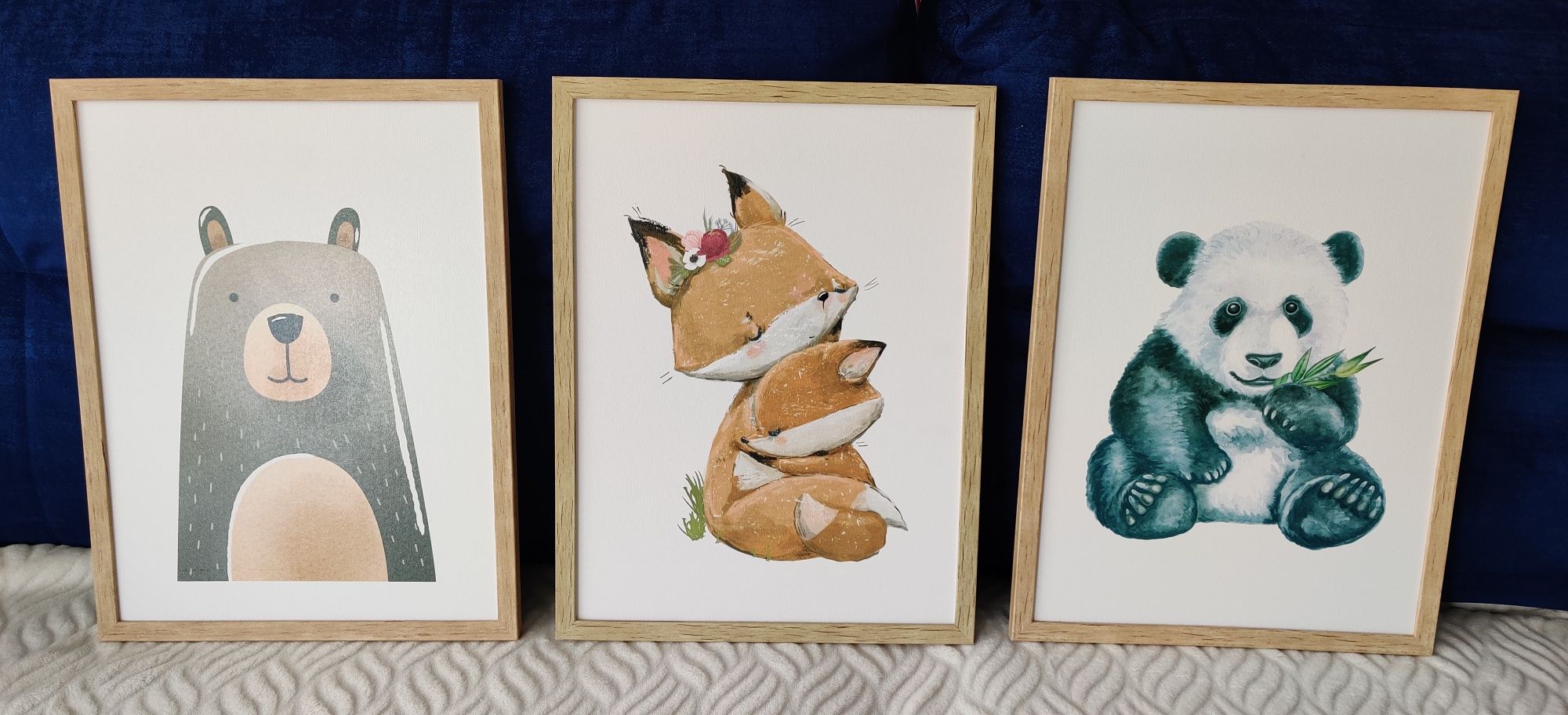 Obrazki 30x40 cm pokój dziecięcy zwierzątka lisek panda miś