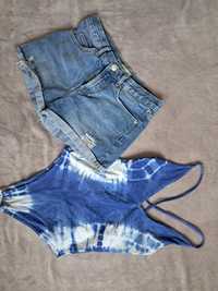 Spodenki jeansowe plus body damskie