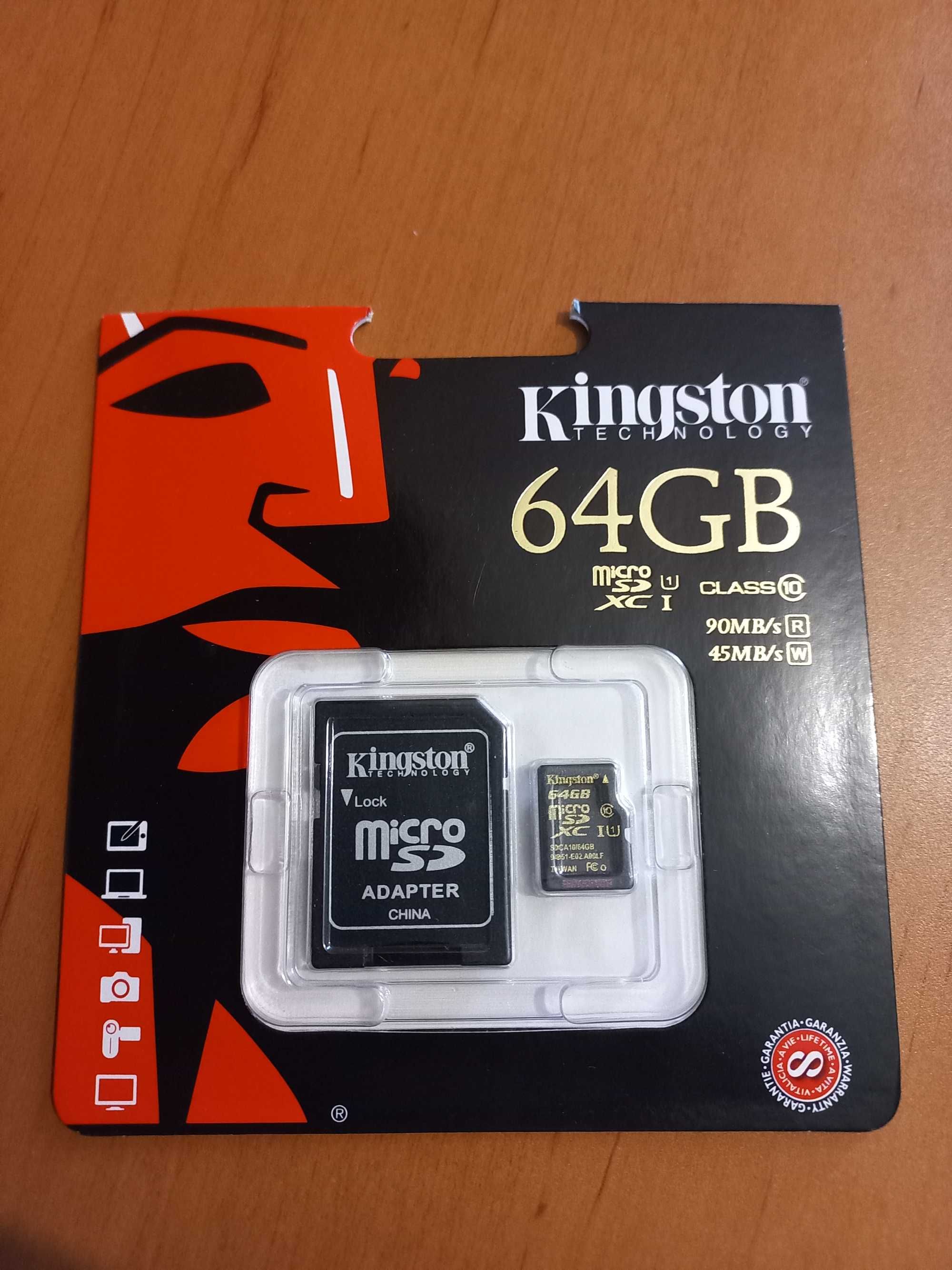 Карта пам'яті Kingston MicroSD XC 64 Гб Class 10 UHS-I + SD-адаптер