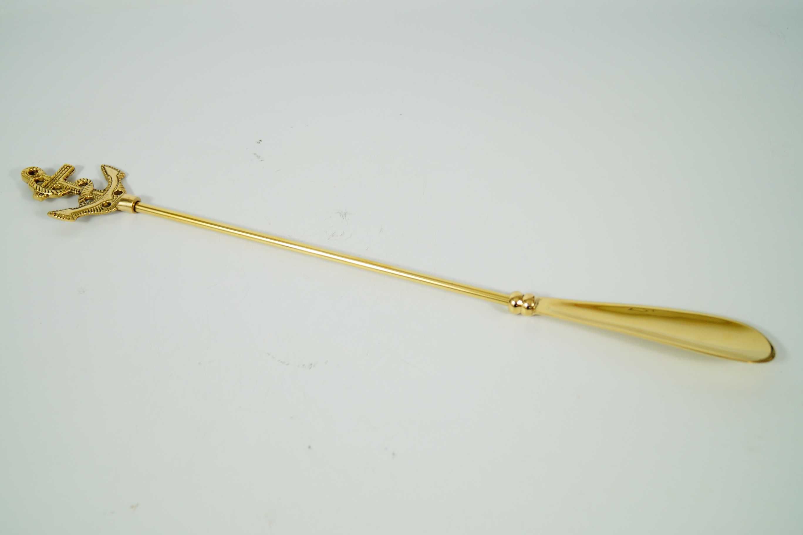 Mosiężna łyżka do zakładania obuwia butów KOTWICA 47 cm masywna