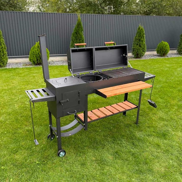 Посилений мангал-гриль 5 мм з термометром на 13 шампурів