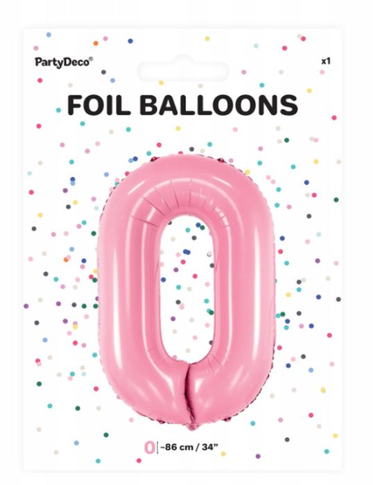 Balon foliowy cyfra 0 różowy 86 cm hel powietrze