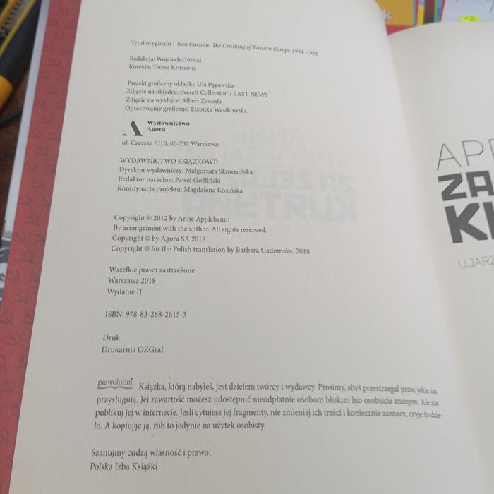 Anne Applebaum, Za żelazną kurtyną, książka stan perfekt