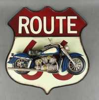 Tablica ROUTE 66 + motor motocykl retro 33,5x31,5cm METAL