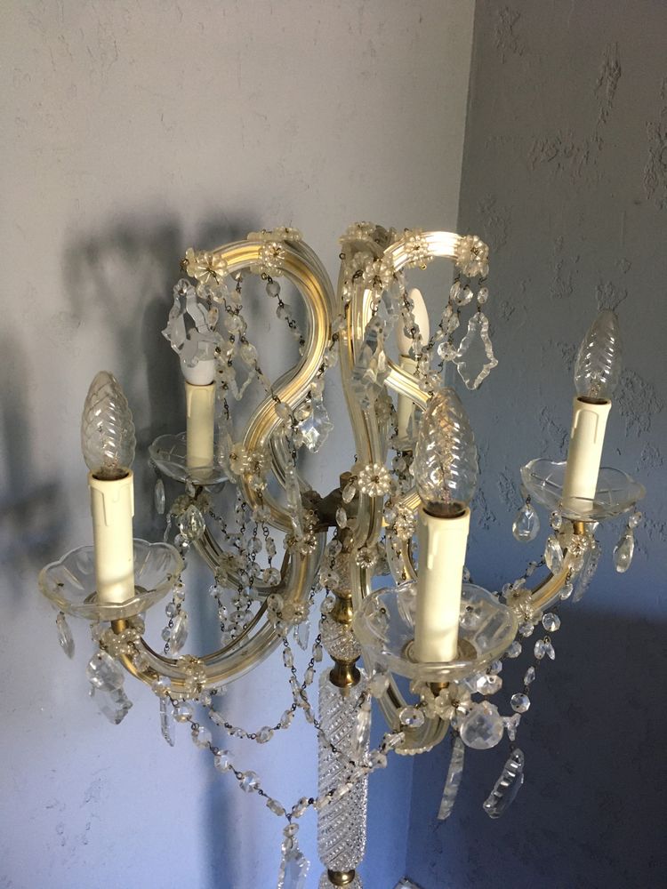 Stary żyrandol i lampa kryształ Francja lata 50-60