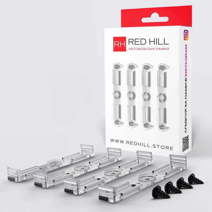 Рамка під номерний знак (безрамкова) "Red Hill" чорна (на два номери)