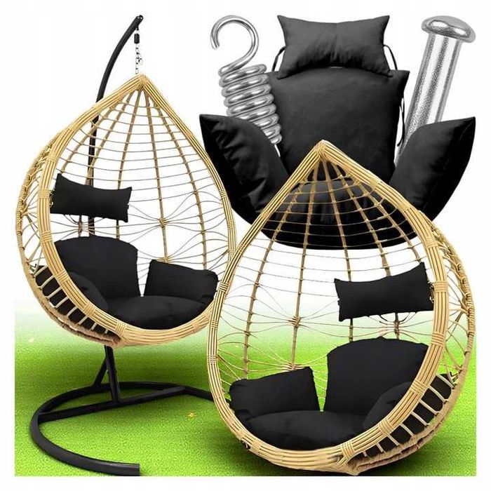 Fotel wiszący kokon ogrodowy kosz bujany premium składany poduszka