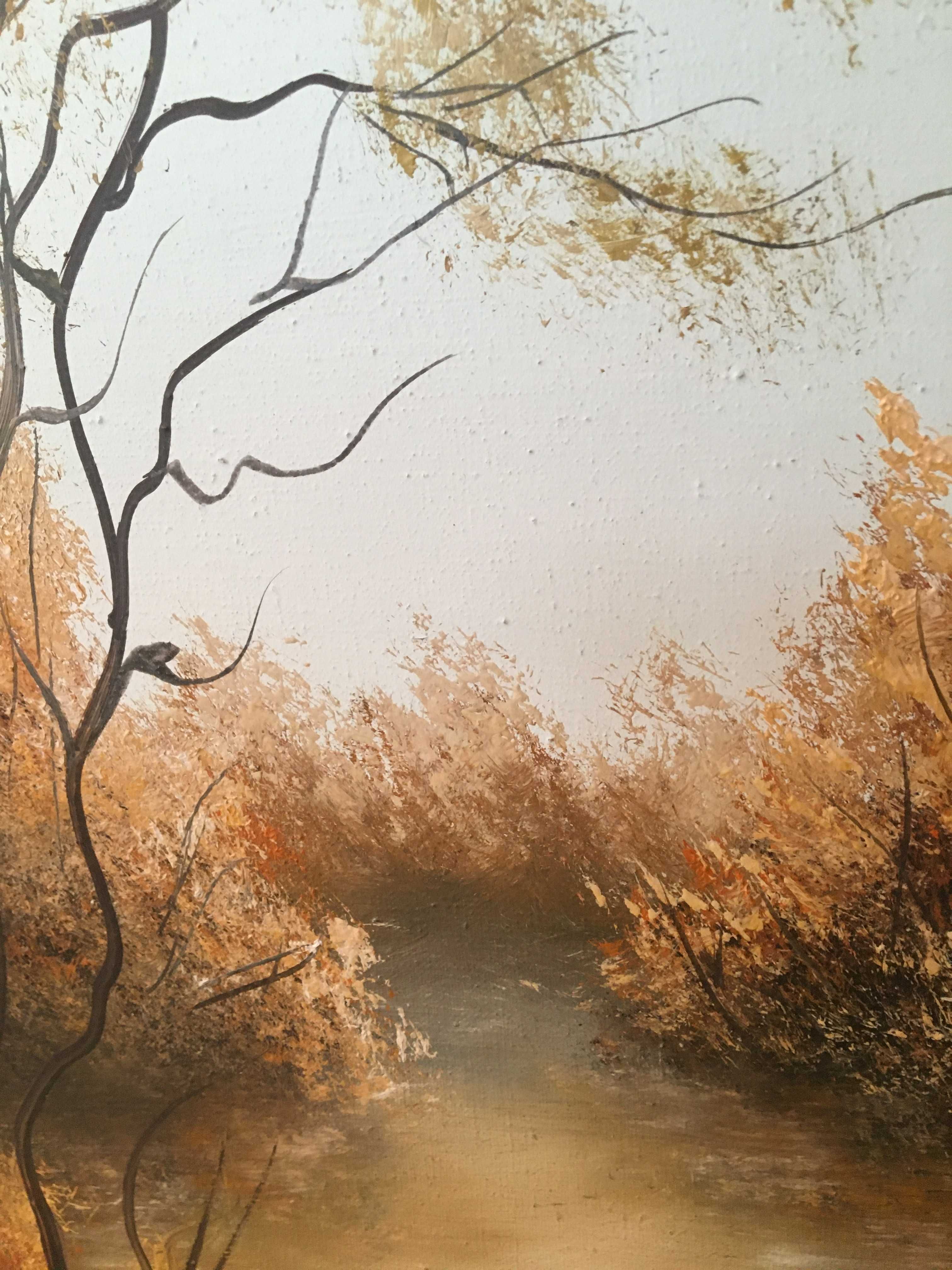 Jesienny pejzaż - obrazy olejne na płótnie - komplet