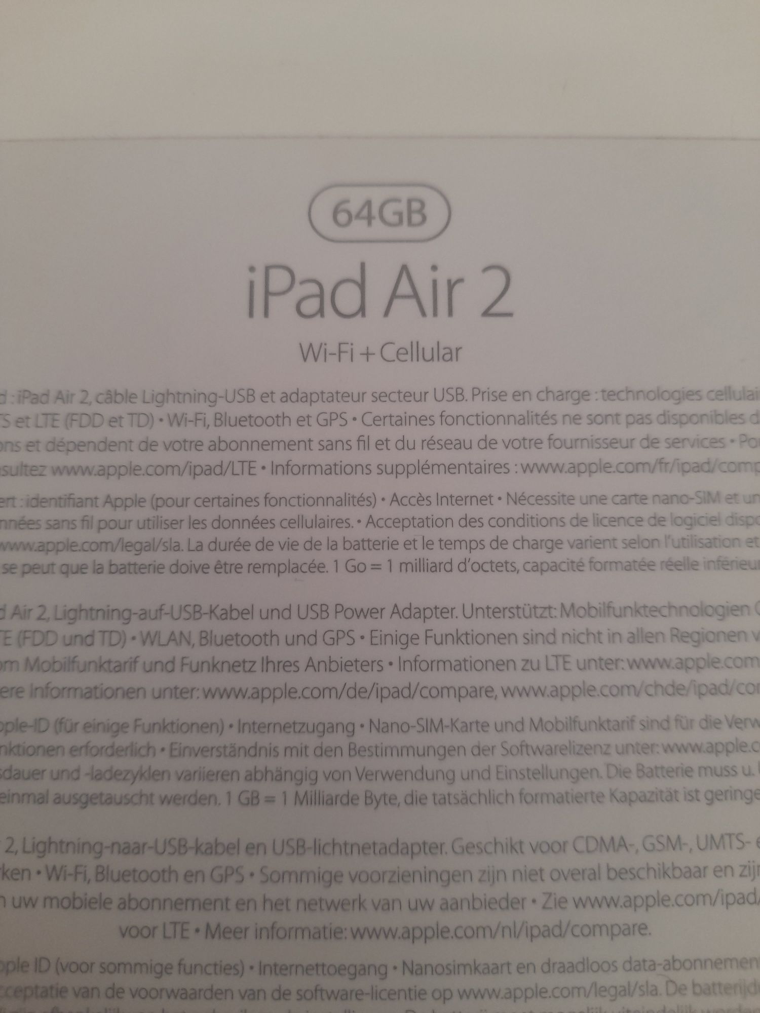 Ipad Air 2 64 GB wifi+Celular