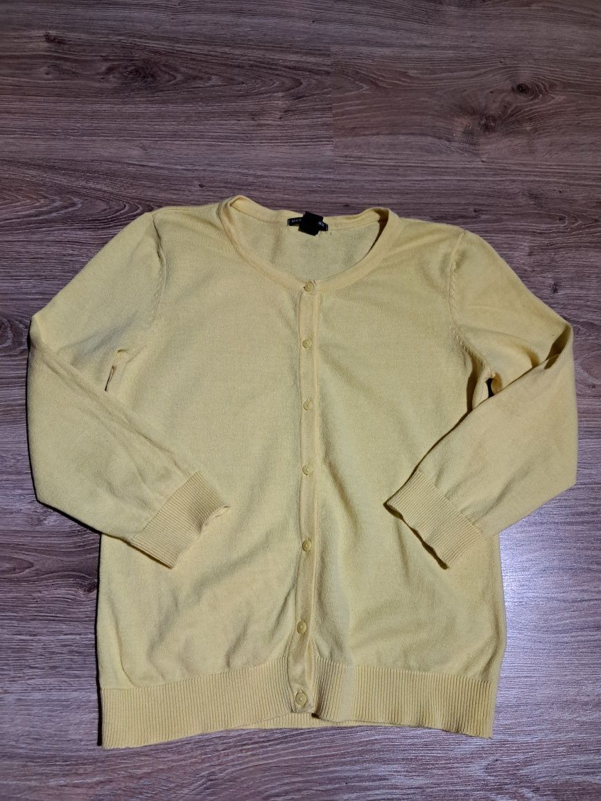 Żółty rozpinany sweterek H&M rozmiar S