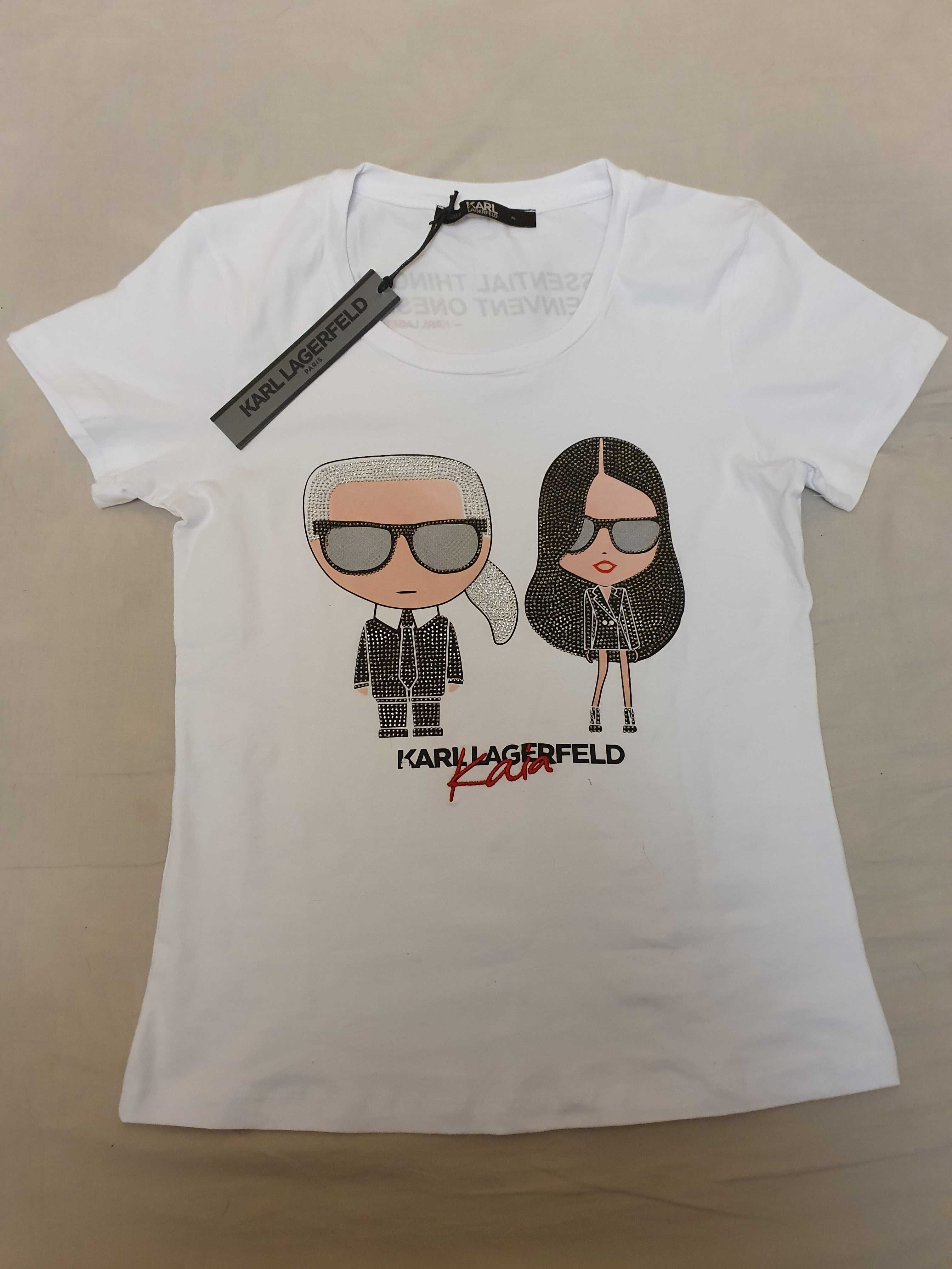 NOWA koszulka damska Karl Lagerfeld M L 40 XL ikonik piękny t-shirt