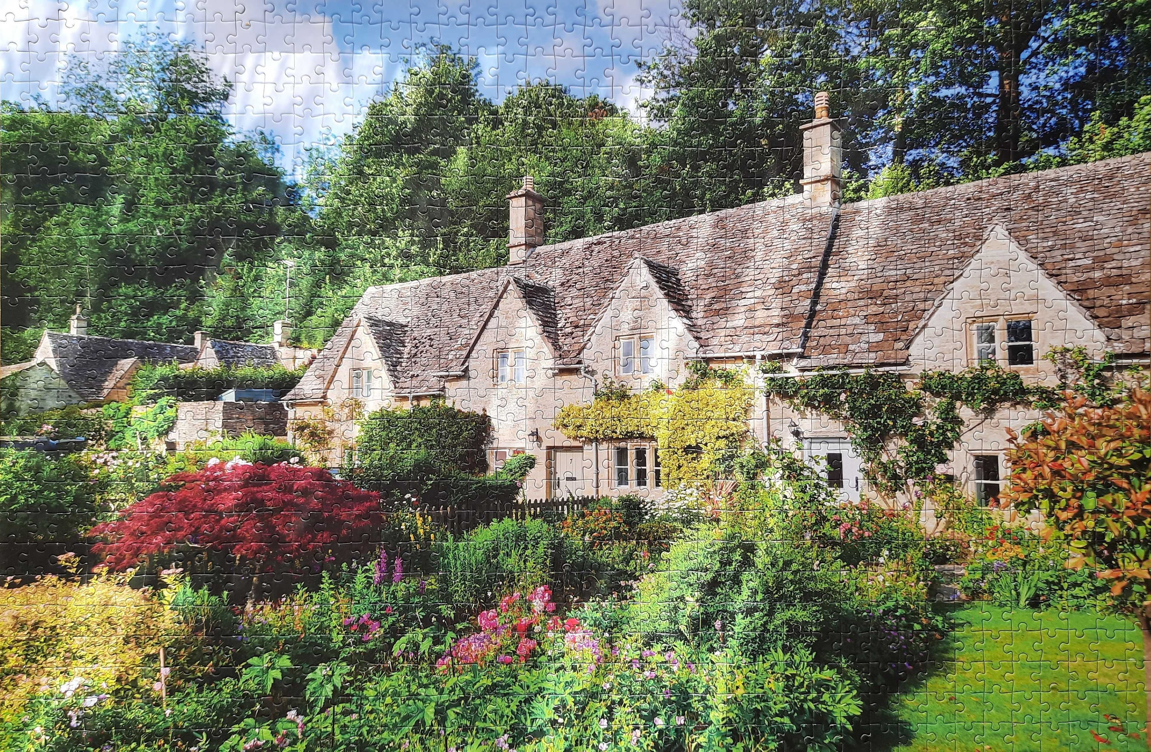 Puzzle 1000 Domki Anglia Ogród Cotswold