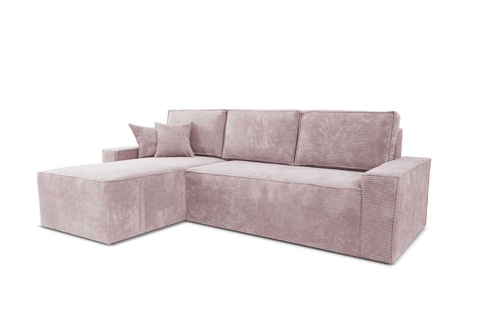 Narożnik z funkcją spania i pojemnikiem na pościel. Sprężyny. Sztruks