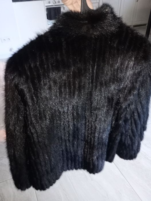 Naturalne futro z norek, norki kurtka czarne, S M L  czarne