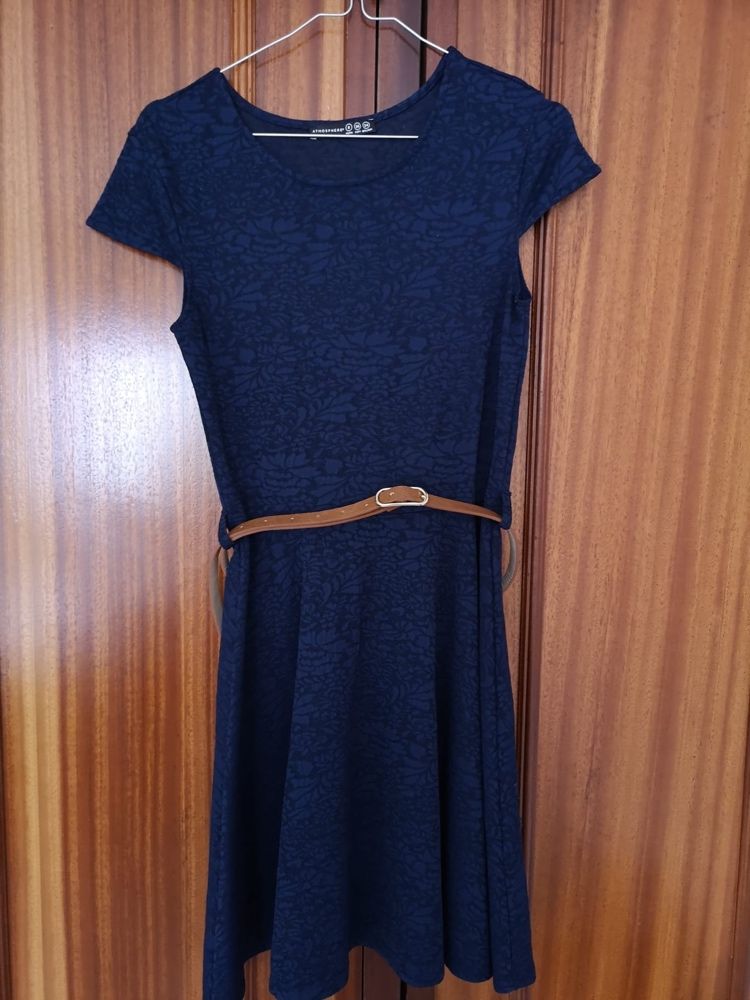 Vestido Azul com cinto