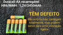 6 pilhas AA Duracell recarregáveis (com defeito)