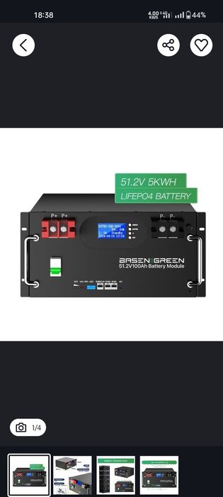Модульна батарея LiFePO4 5kwh 51,2v 100ah 48v Basen-Green