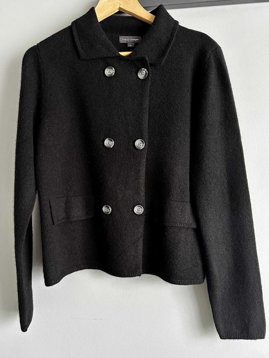 Czarny sweter kardigan dwurzędowy Franco Callegari rozm. M, wełna 80%