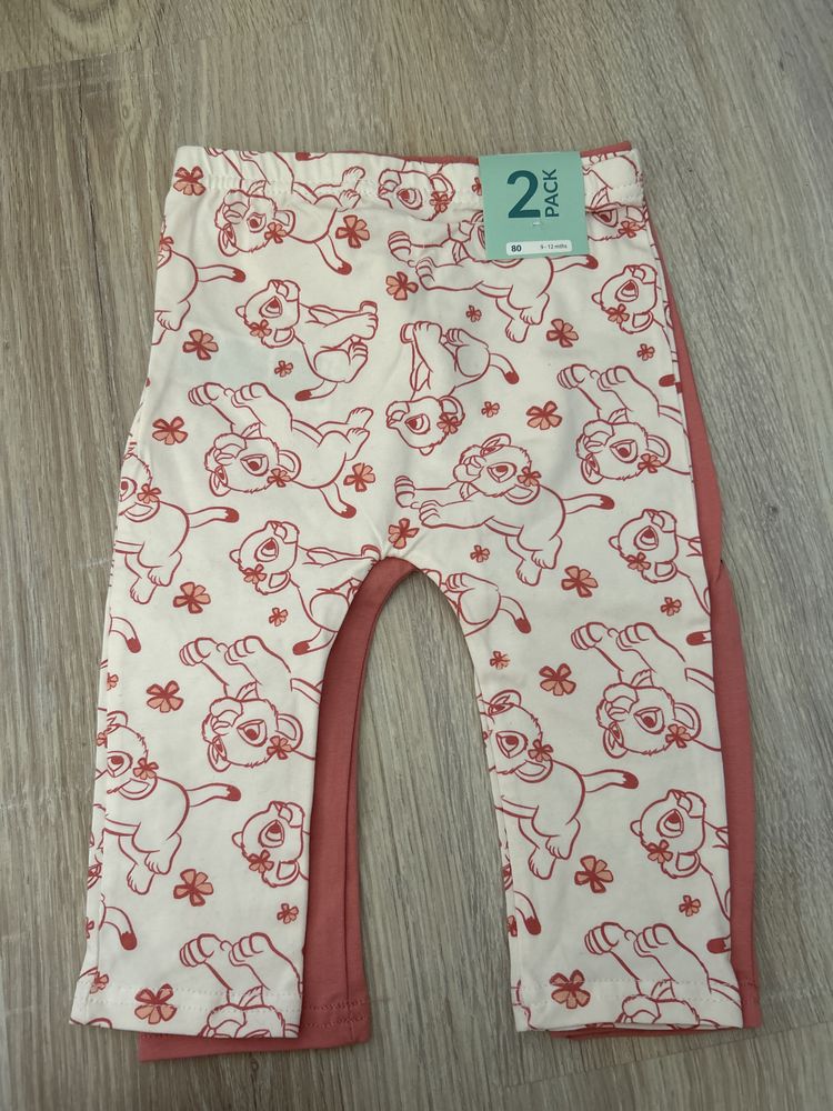 2 pak nowe legginsy spodnie 80 różowe