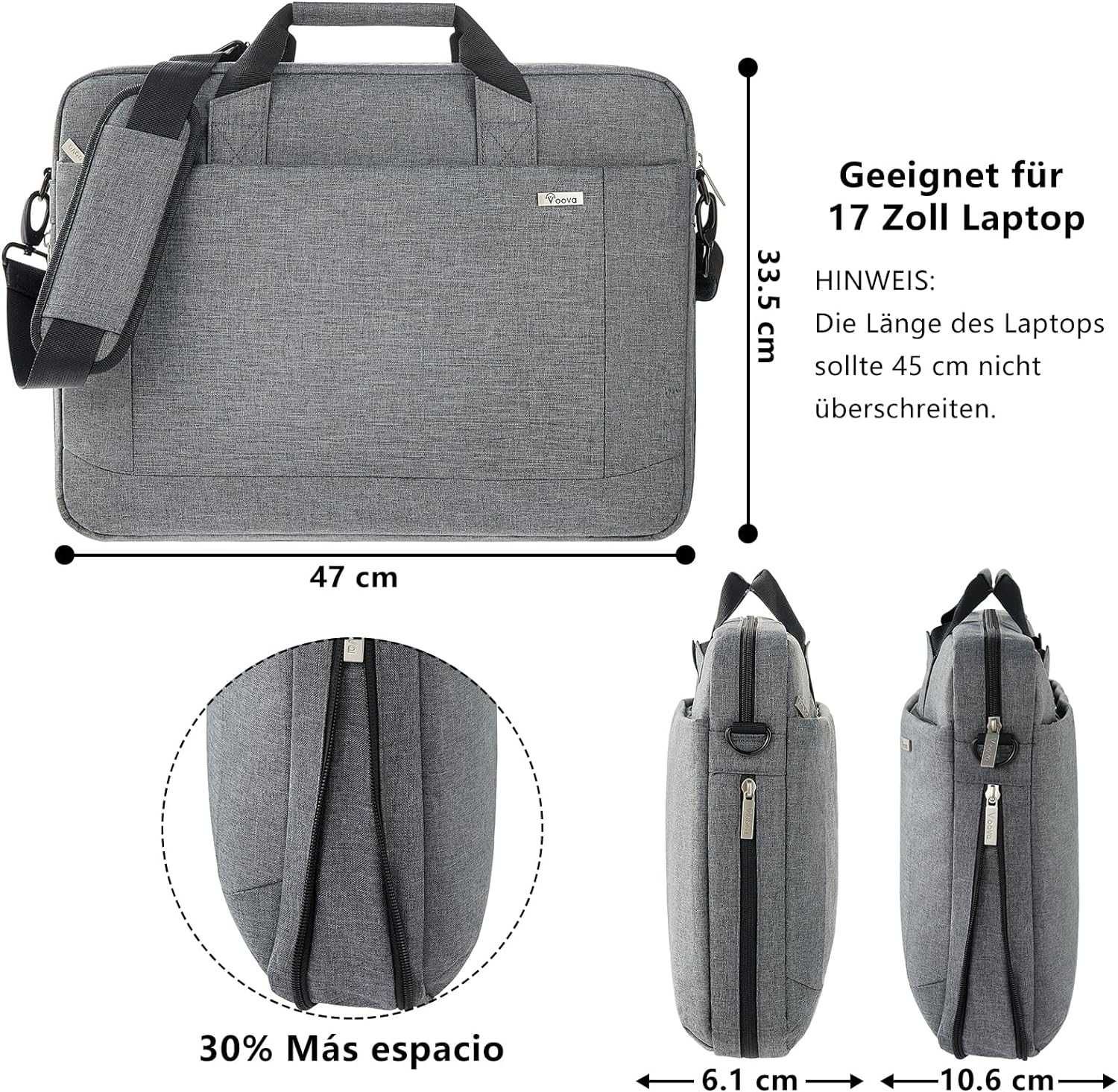 Duża torba na laptopa 17,3 cali Voova czarna SPP456