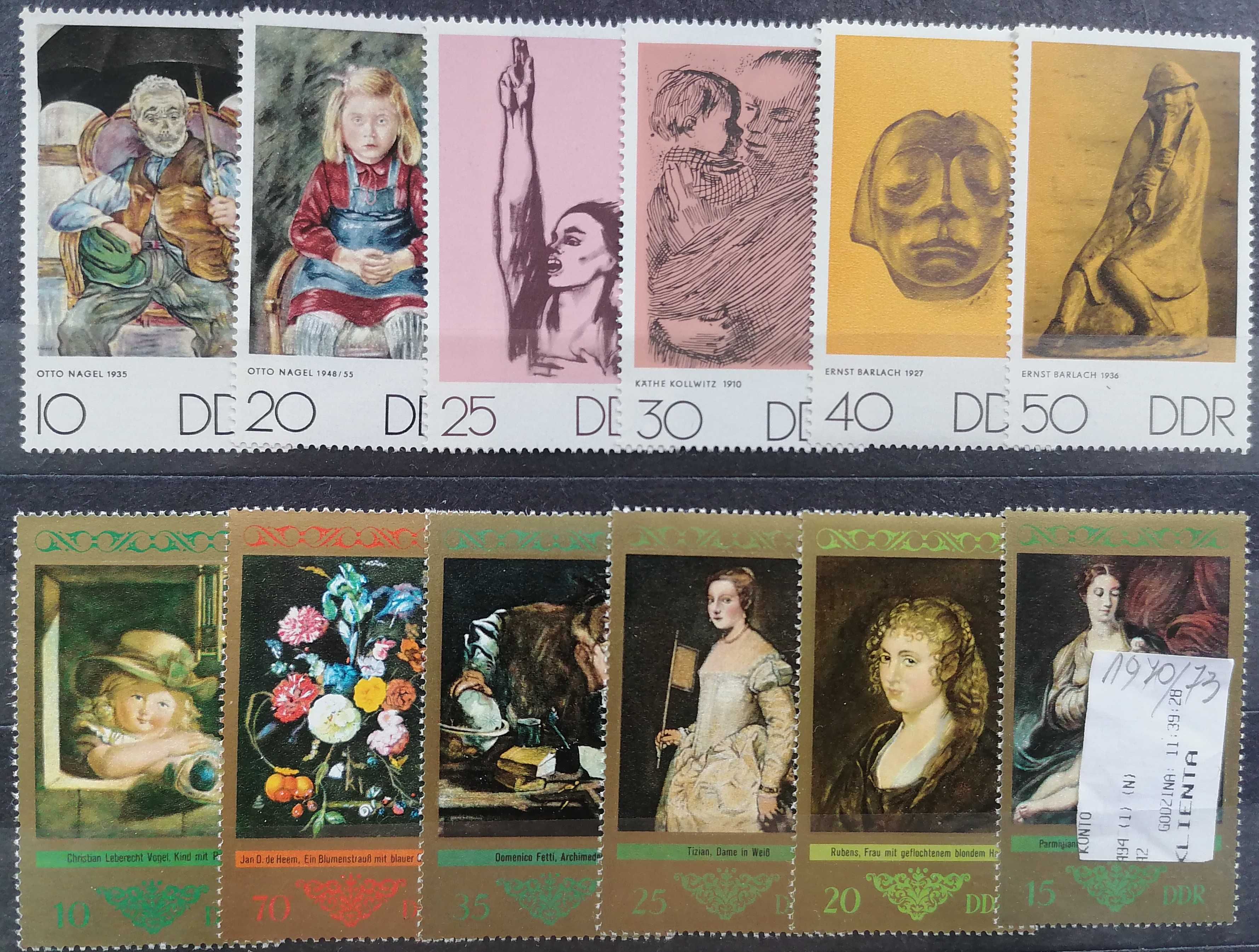 znaczki niemieckie NRD Malarstwo - zestaw nr3