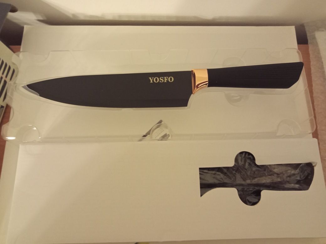 YOSFO 6-częściowy zestaw noży kuchennych nóż szefa santoku nowe