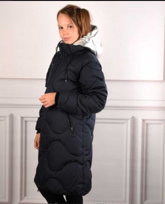 Пальто черное пуховик зима девочки Kiko р 146