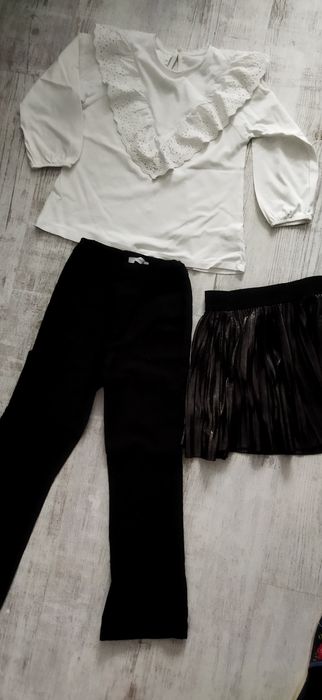 Elegancki komplet galowy dla dziewczynki,spodnie, bluzka, spódnica