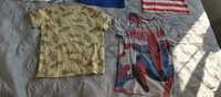 Komplet koszulek 122-128 h&m i marvel , dinozaury, Spiderman t-shirt