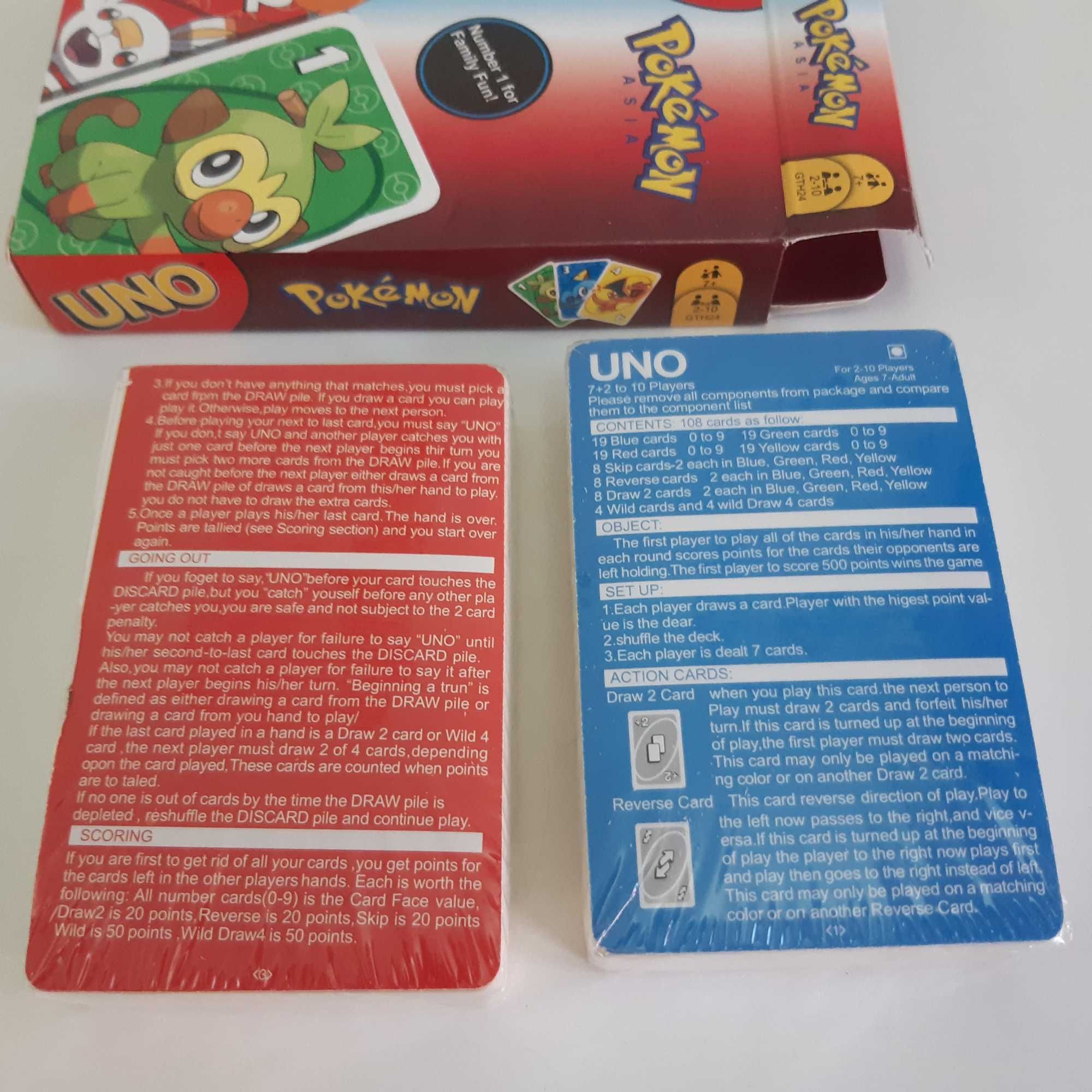 Jogo Baralho de Cartas Novo UNO Pokémon Asia