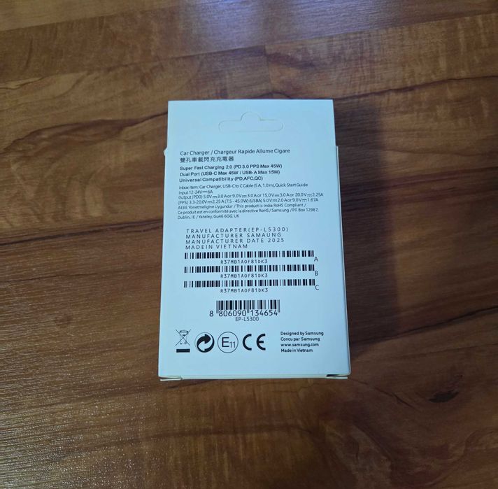 Oryginalna Szybka Ładowarka Samochodowa Samsung plus Kabel 1 metr
