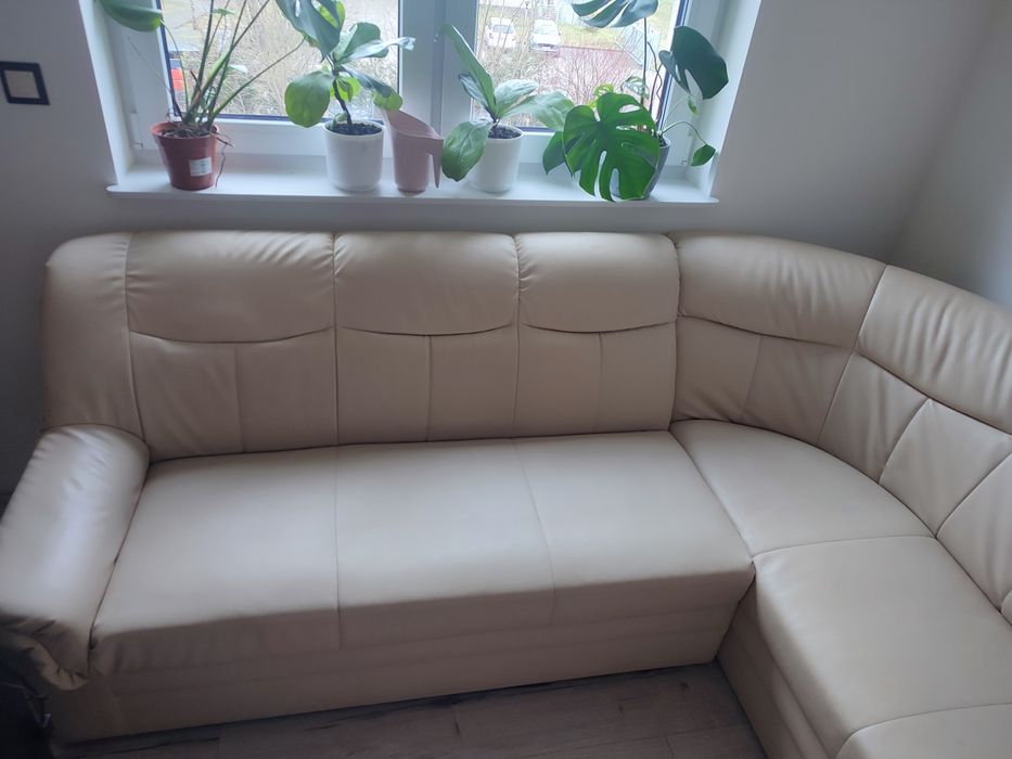 Sofa skórzana kremowa