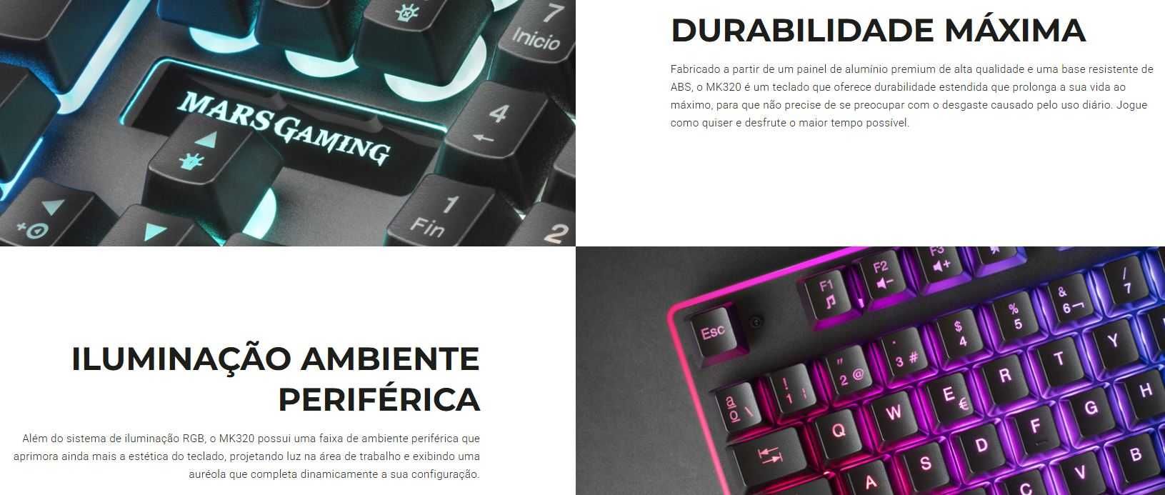 * * *  Teclado Gaming Mars MK320 RGB Mecânico/Membrana - NOVO * * * *