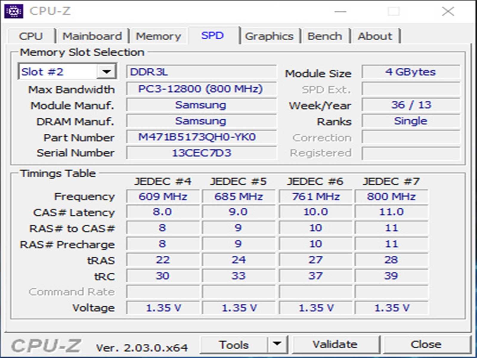 DDR3 8GB Samsung 12800 L
