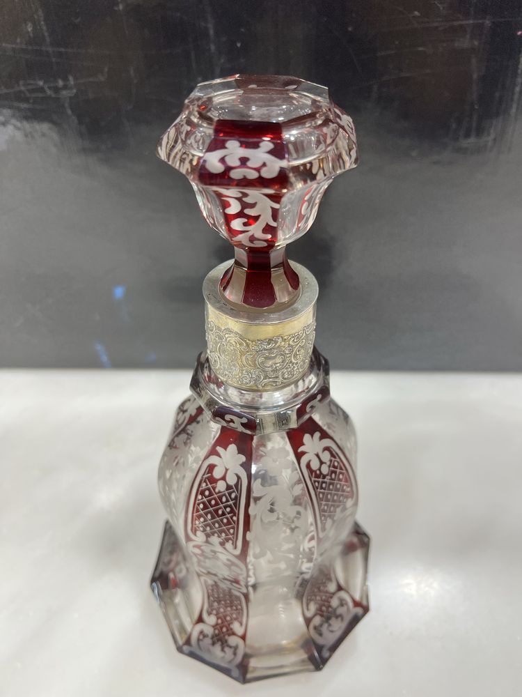 Garrafa Cristal Boémia com Prata