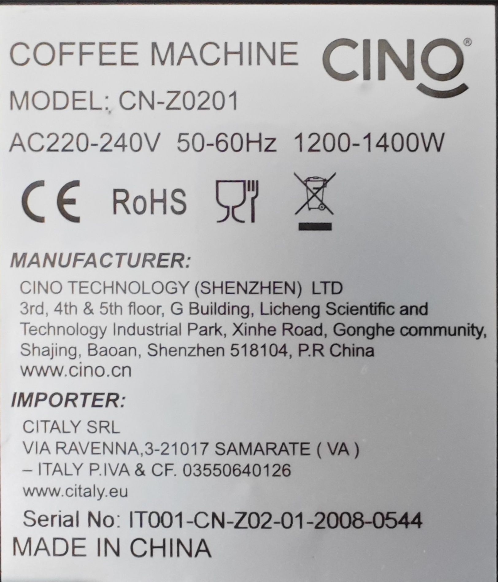 Кавоварка капсульна Cino CN-Z0201