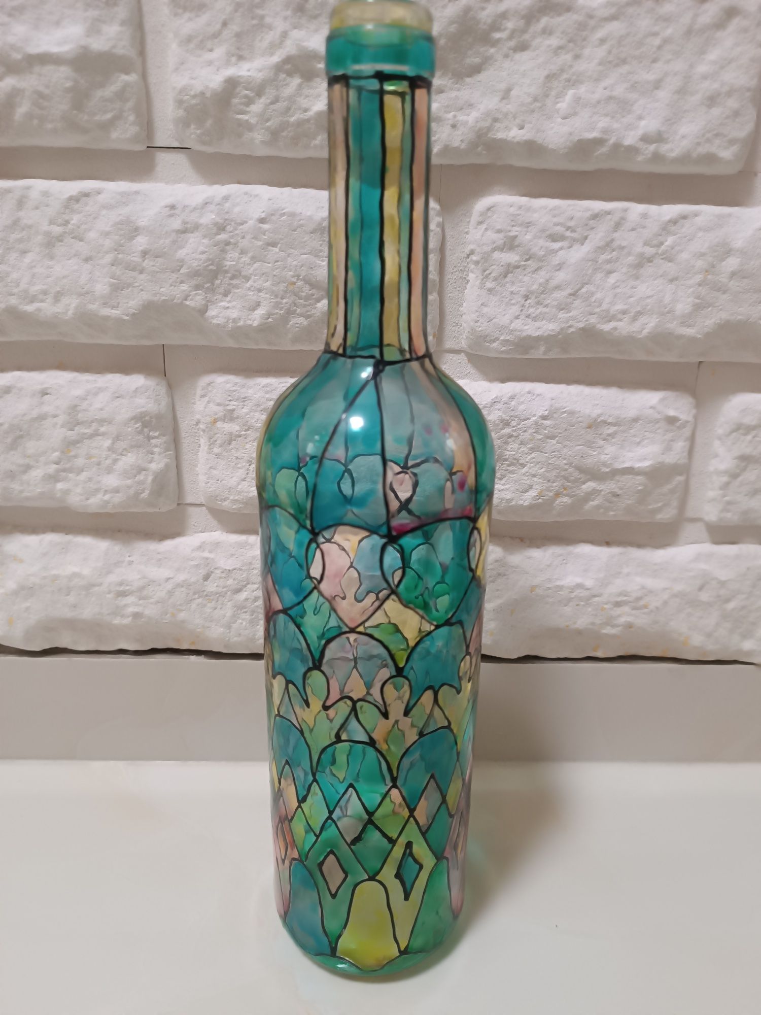 Butelki ozdobne ręcznie malowane decoupage
